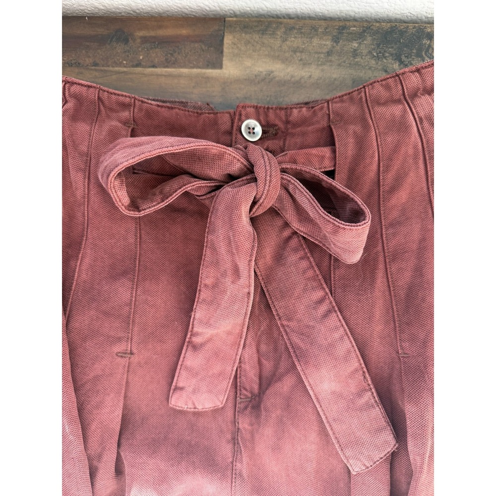 Free People Wide-Leg Dwell On Dreams Pleated High Waisted Trouser Size 4 in Rust - Picture 4 of 10